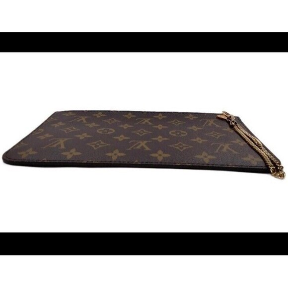 Louis Vuitton Monogram Neverfull MM GM Pochette Pivoine Wristlet Gold Chain MINT - Picture 3 of 10